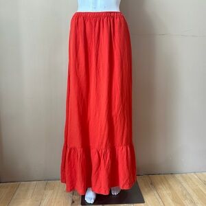 Calypso St. Barth Skirt Tiered Flounce Hem Orange Long Skirt Women m New